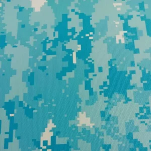 Camouflage marine-grade vinyl in blue for boat upholstery, yacht seating, and marine interiors.