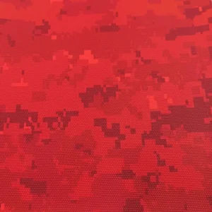 Camouflage marine-grade vinyl in red for boat upholstery, yacht seating, and marine interiors.