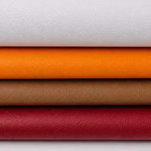 Close up texture of smooth leather grain vinyl and faux leather EchoMer featuring soft micro creases.