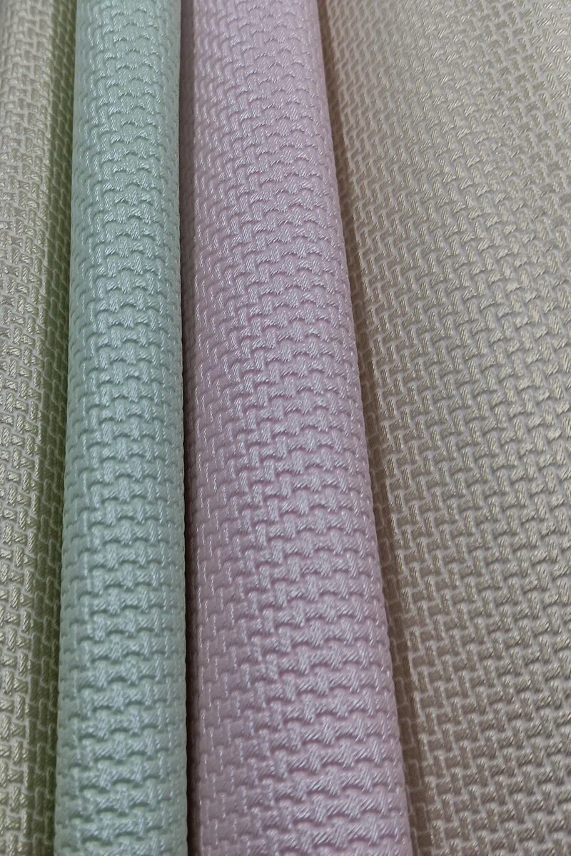 Basketweave pearlescent vinyl texture from the Corda Mer collection in embossed faux leather upholstery.